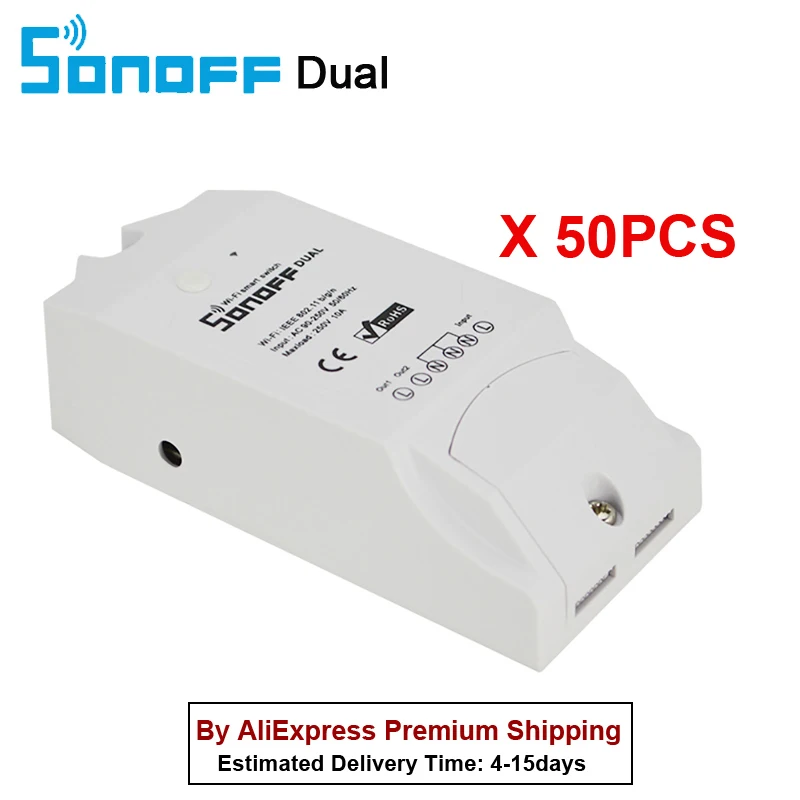 Buy 50PCS/Lot Sonoff Dual 2CH Wifi Smart Switch Home