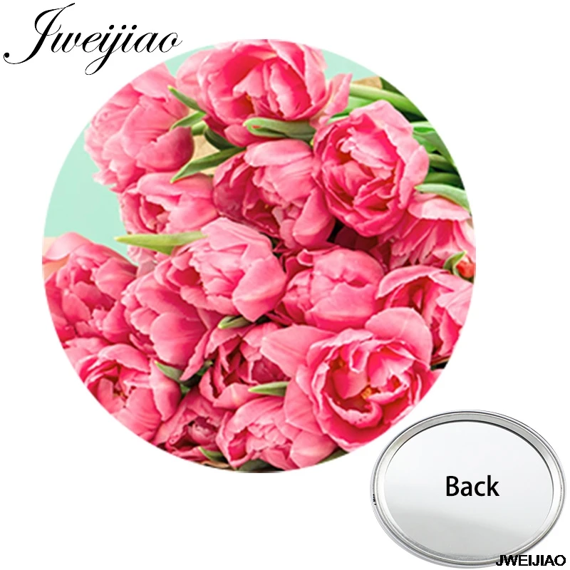 

JWEIJIAO Flowers Photos Printed Mini One Side Flat Pocket Mirror Smooth Compact Portable Simple Gift Makeup Vanity Hand Mirrors