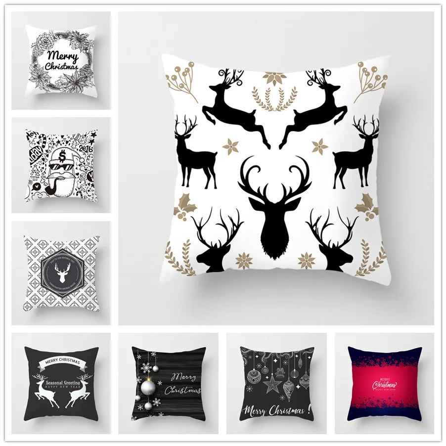 

45x45 Christmas Square Pillow Cover Cushion Case Toss Pillow Hidden Zipper Closure Pillows Christmas Style Pattern Pillowcase
