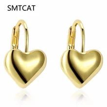 SMTCAT, ювелирные изделия золотого цвета, модные милые миниатюрные Позолоченные гладкие 3D серьги-гвоздики в форме сердца, oorbellen, подарок для девочек, детей, леди