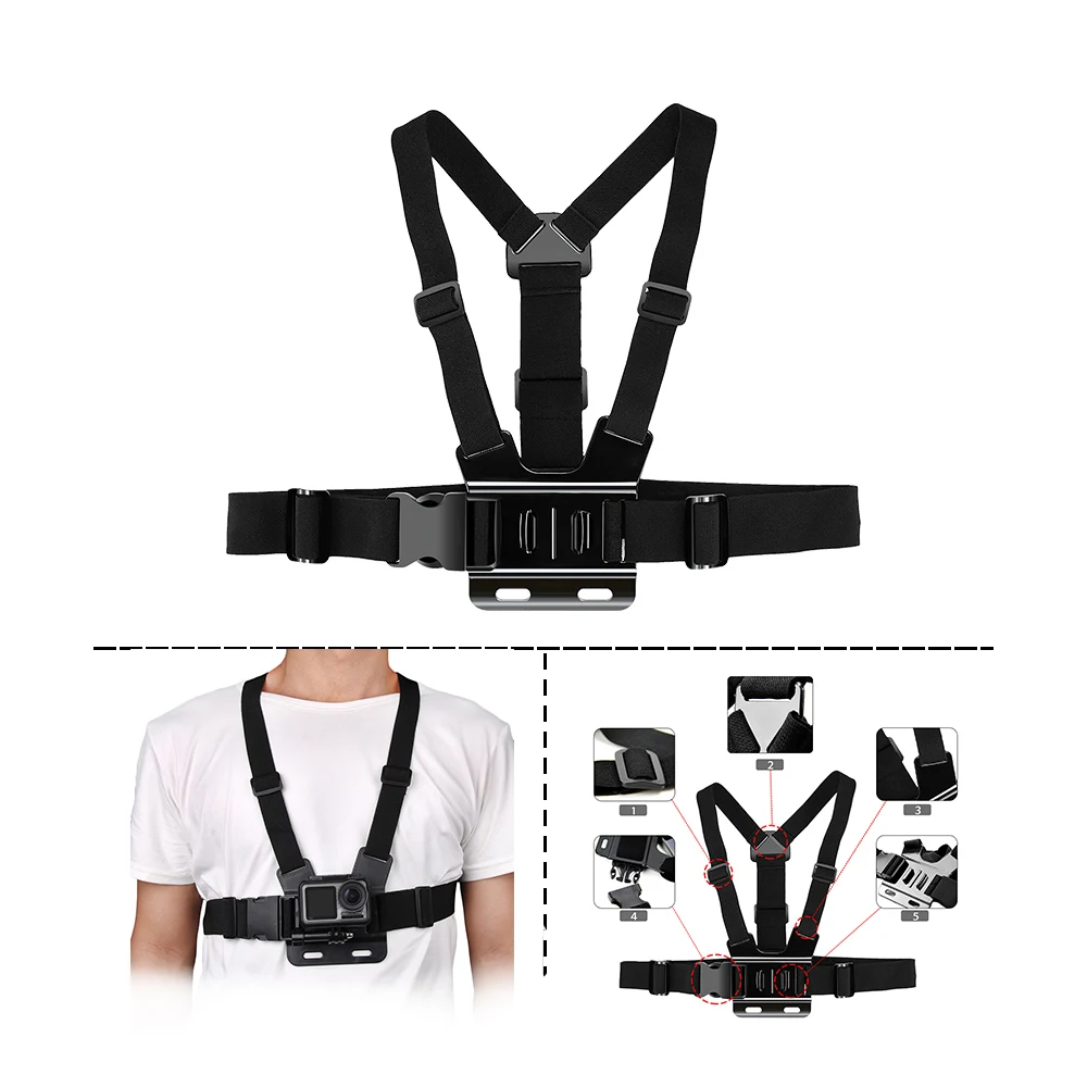 Para GoPro HERO 7//6//5//4 Montaje de Pecho Arnés Cuerpo De Cámara Correa Cinturón Ajustable Pro