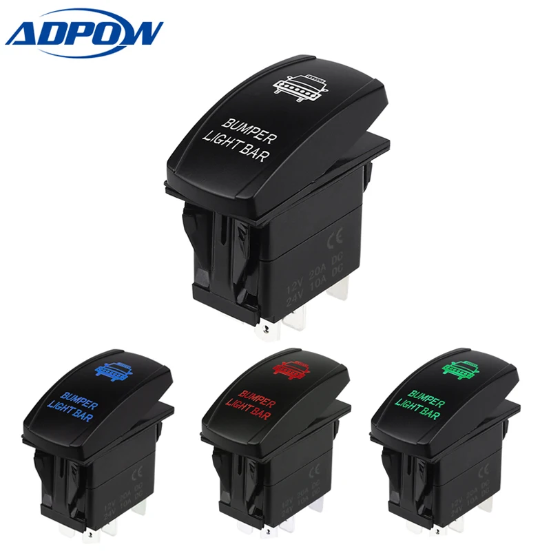 

ADPOW 5 Pin 12V 24V Carling Style LED Light Bar Toggle Rocker Switch SPST ON-OFF Waterproof Rocker Switch for Car Boat Truck