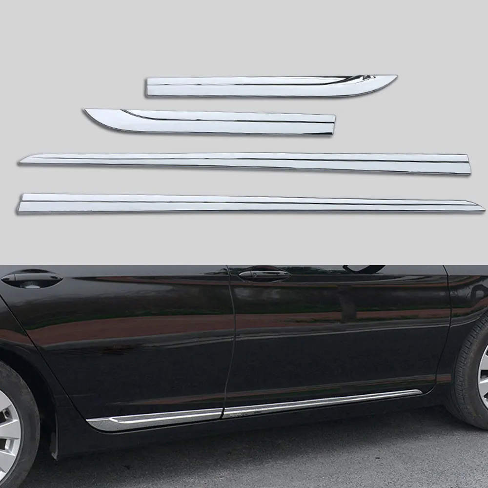 

Chrome Door Body Side Molding Cover Trim Garnish For 2013-2015 Honda Accord MK9