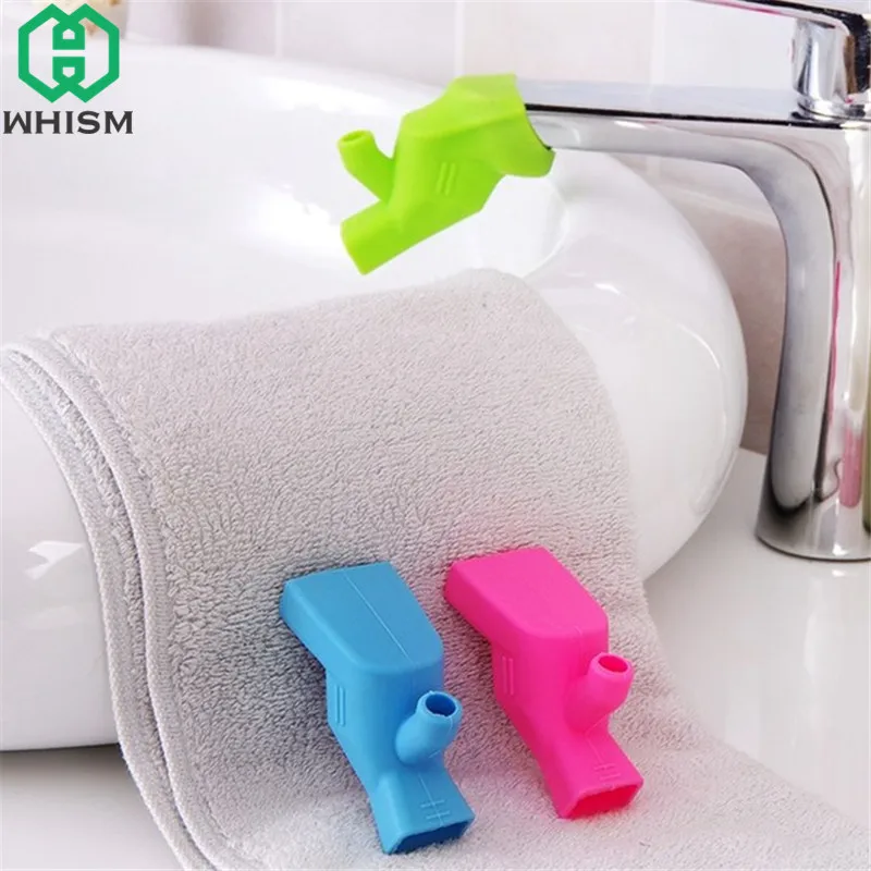 WHISM Dual Purpose Water Tap Extension Elastic Silicone Toddler Washing Device Water Faucet Extending Tool Bathroom Accessories