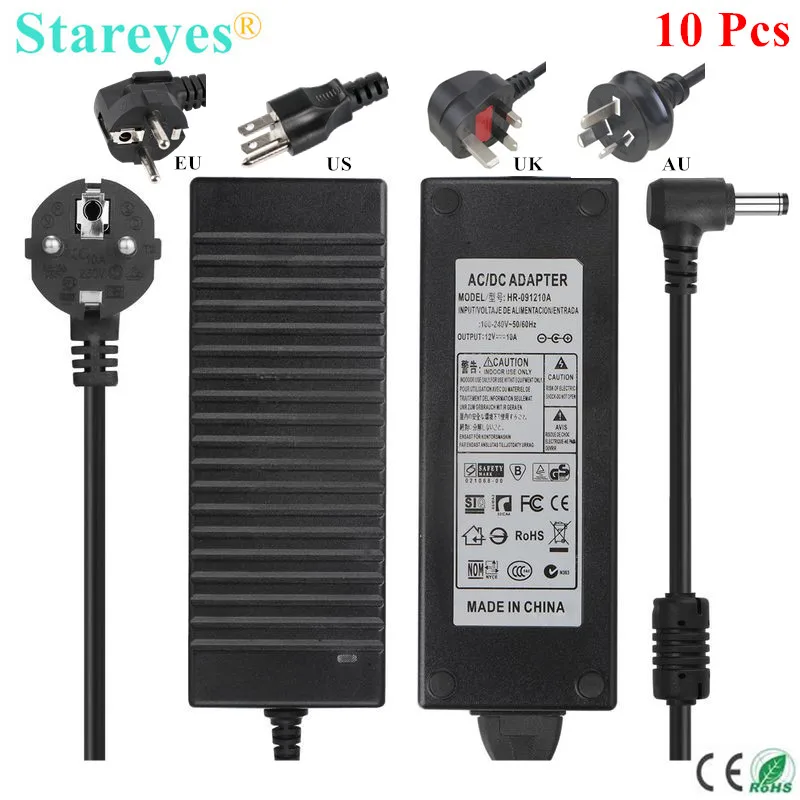 

10 Pieces AC100-240V to DC 12V 8A 10A 5.5x2.5mm Power Adapter Supply Charger Converter LED Lighting Transformers For LED Strip
