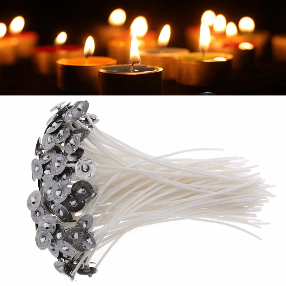 100Pcs Candle Wicks Cotton Core Pre Waxed With Sustainers For Candle-Making
