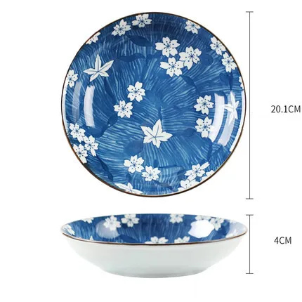 8 керамическая тарелка дюймовая креативная Бытовая тарелка для пельменей японский стиль керамическая обеденная тарелка керамическая тарелка для завтрака тарелка для десертов - Цвет: 02 Style
