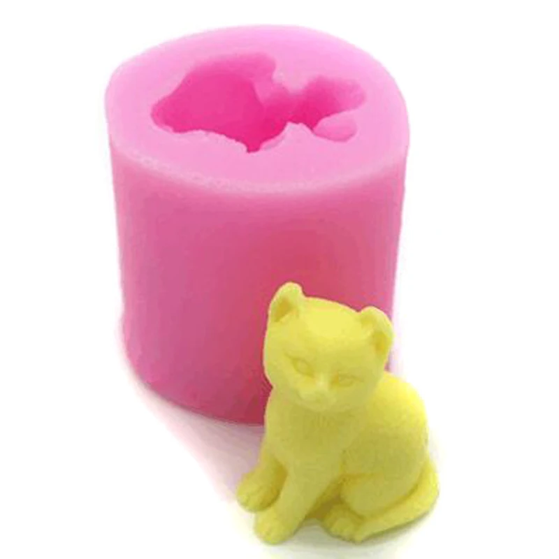 3D Cute Cat Silicone Mold For Polymer Clay Candy Chocolate Moulds Baby Birthday Party Fondant Cake Decorating Tools