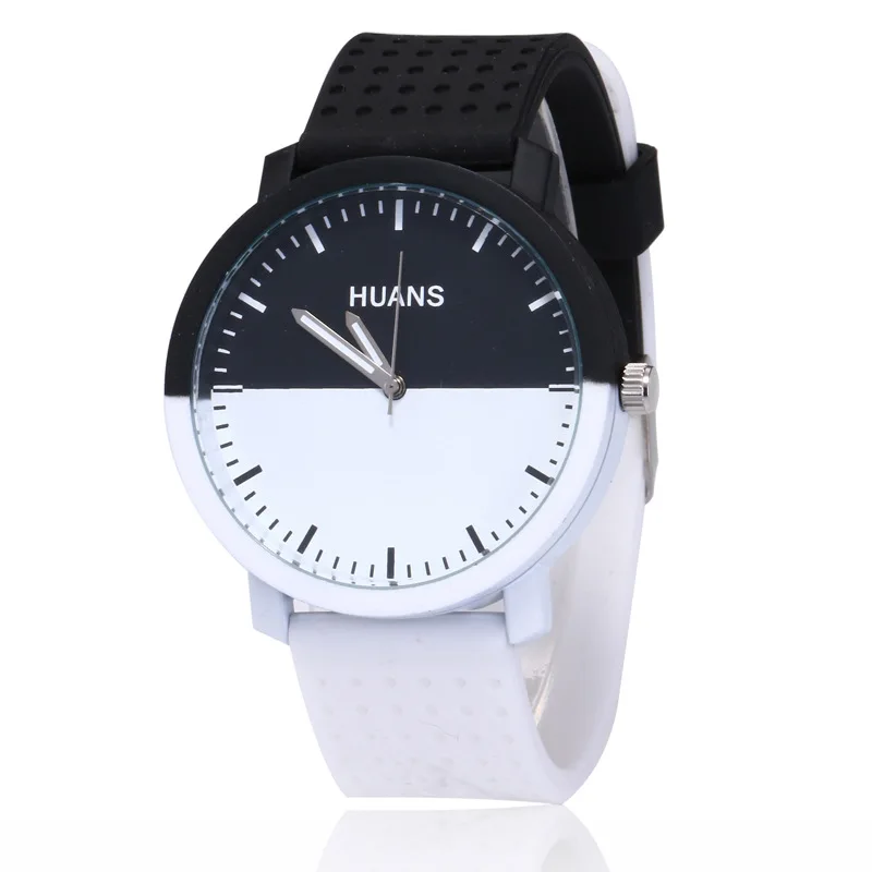 

2018 New Fashion black and white silicone watch Men Women Lovers Dress Quartz Wrist Watch Relogio Feminino