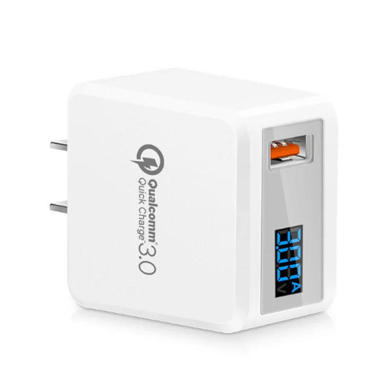 

QC3.0 Mobile Phone Charger Smart USB Charger 5V/3A 9V/2A 12V/1.5A Digital Display Fast Charging Charger for Huawei All Phones