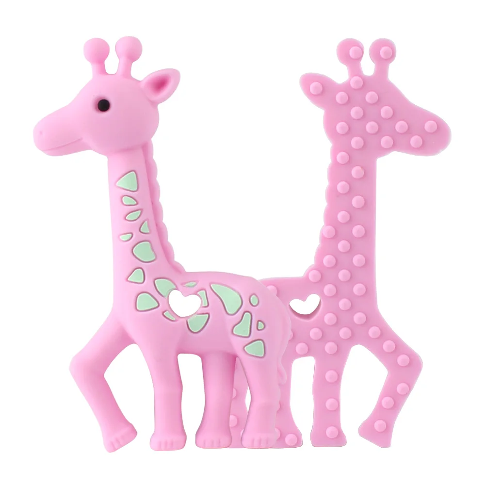 Keep& grow 2 шт. Жираф силиконовый Прорезыватель олень детское колье кулон в виде игрушки для режущихся зубов силиконовые бусины для ребенка стоматологические тренировочные грызунки подарок - Цвет: 58 Pink