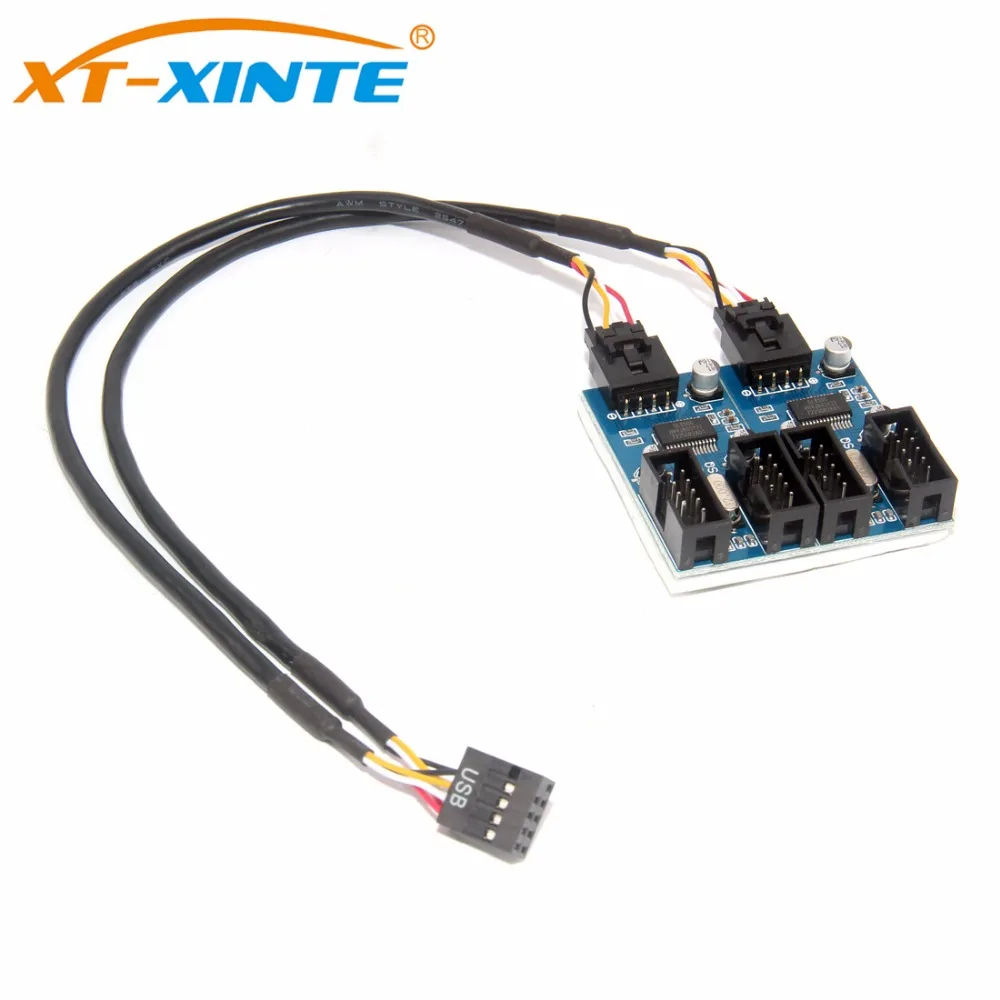 

9pin USB header Male 1 to 4 Female Extension Cable Desktop Card HUB USB 2.0 Extender 1 to 2 Connector Adapter Port Multilier