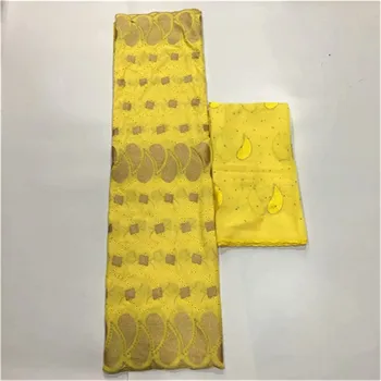 

Embroidered swiss voile lace fabric yellow high quality african swiss voile lace in switzerland for women 5+2yards/lot HS-45