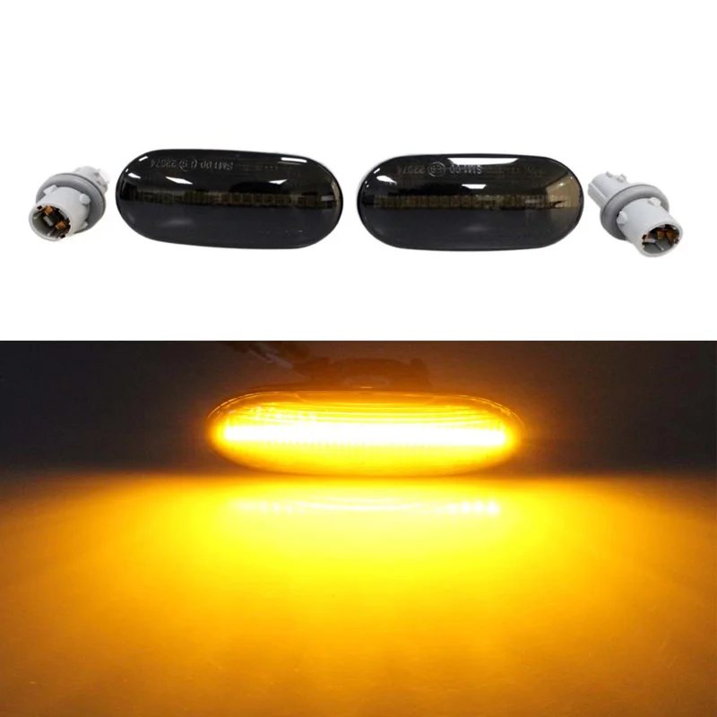 

For Honda Civic Del Sol S2000 Acura Integra Side Marker Turn Signal Light Fender Side Leaf Lamp Cover LED Bulbs 1 pair