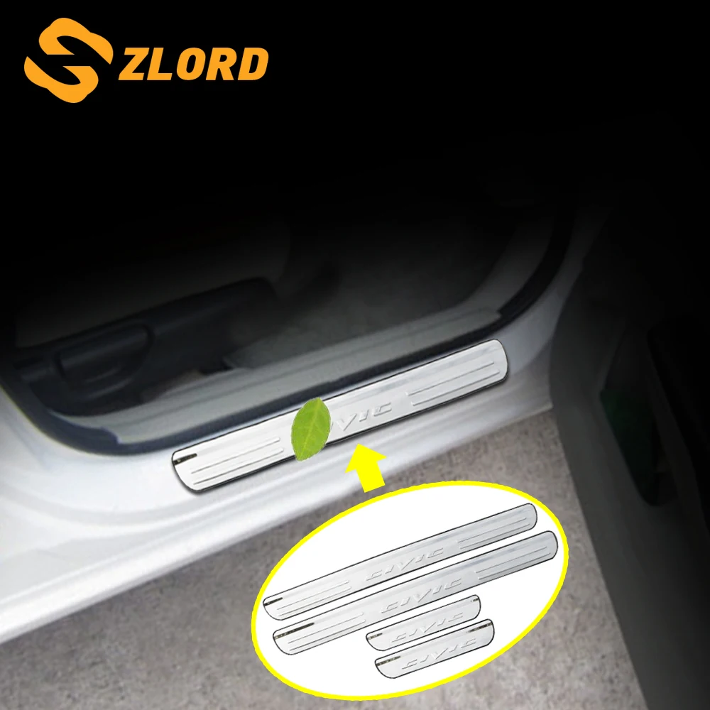 

Stainless Steel Car Door Sill Plate Protector Welcome Pedal Cover Trim Stickers Fit for Honda Civic 2006 - 2018 Accessories
