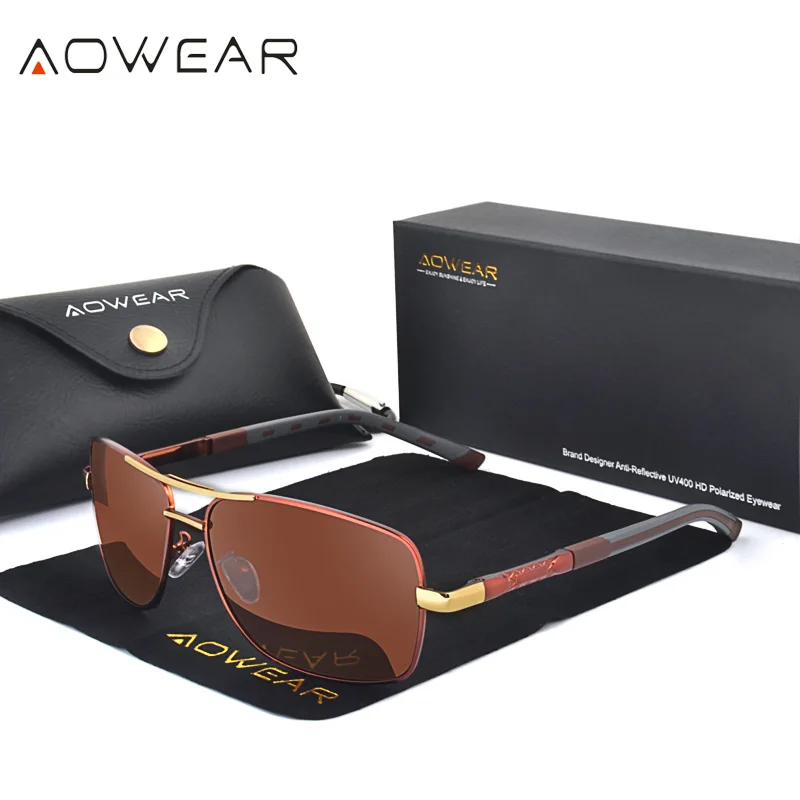 AOWEAR, прямоугольные поляризованные солнцезащитные очки, мужские, алюминиевые, Ретро стиль, Зеркальные Солнцезащитные очки для мужчин и женщин,, роскошные брендовые солнцезащитные очки gafas
