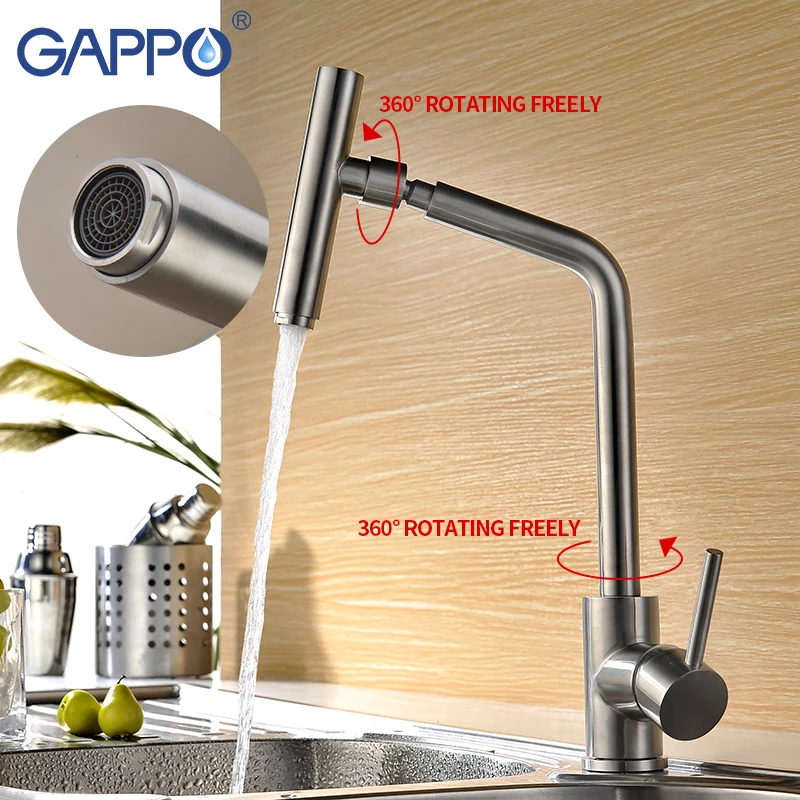  GAPPO Kitchen Faucet Single Handle 360 Degree Swivel Spout 304 stainless steel kitchen tap mixer ki - 32847947797