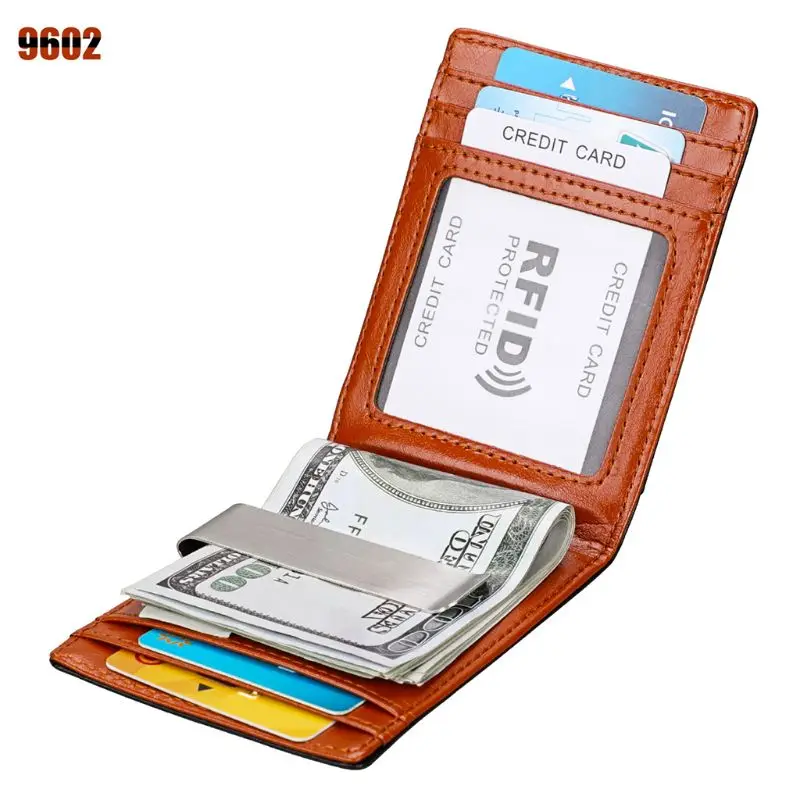Новый Для мужчин из натуральной кожи блокирования RFID двойные короткий кошелек для монет держатель для карт кошелек