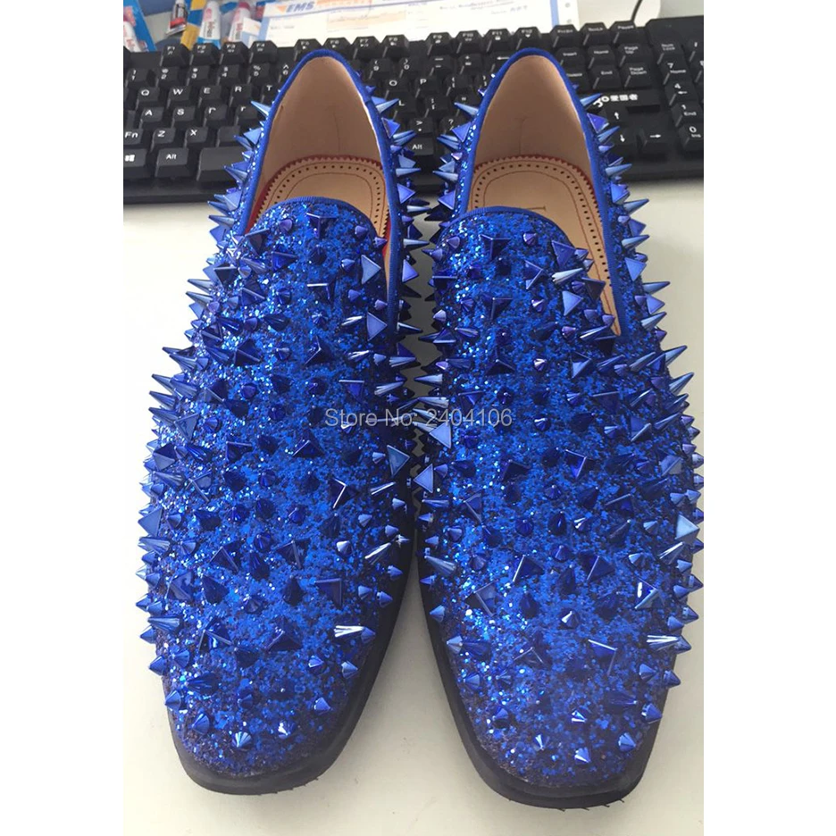 blue and silver loafers
