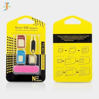 

Sim Card Adapters Standard SIM & Tools Regular & Micro Sim Card 5 in 1 Card For iPhone 4 4S 5 5c 5s 6 6s 7 8 X 1200sets/lot