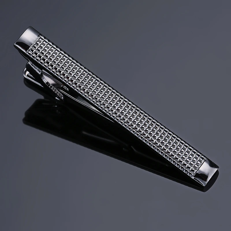 French Classic Silver Tie Clips for Men High Quality Black hand