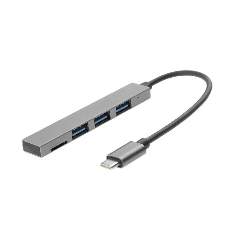 Мини тип-c до 3 портов USB2.0 концентратор OTG адаптер ж/TF кардридер для Macbook - Цвет: Серый