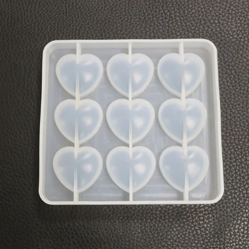 Эпоксидная форма ручной DIY Кристалл 9 отверстие форма в виде сердца силикон Высокое Зеркало Подвеска ручной работы изготовление пресс-форм