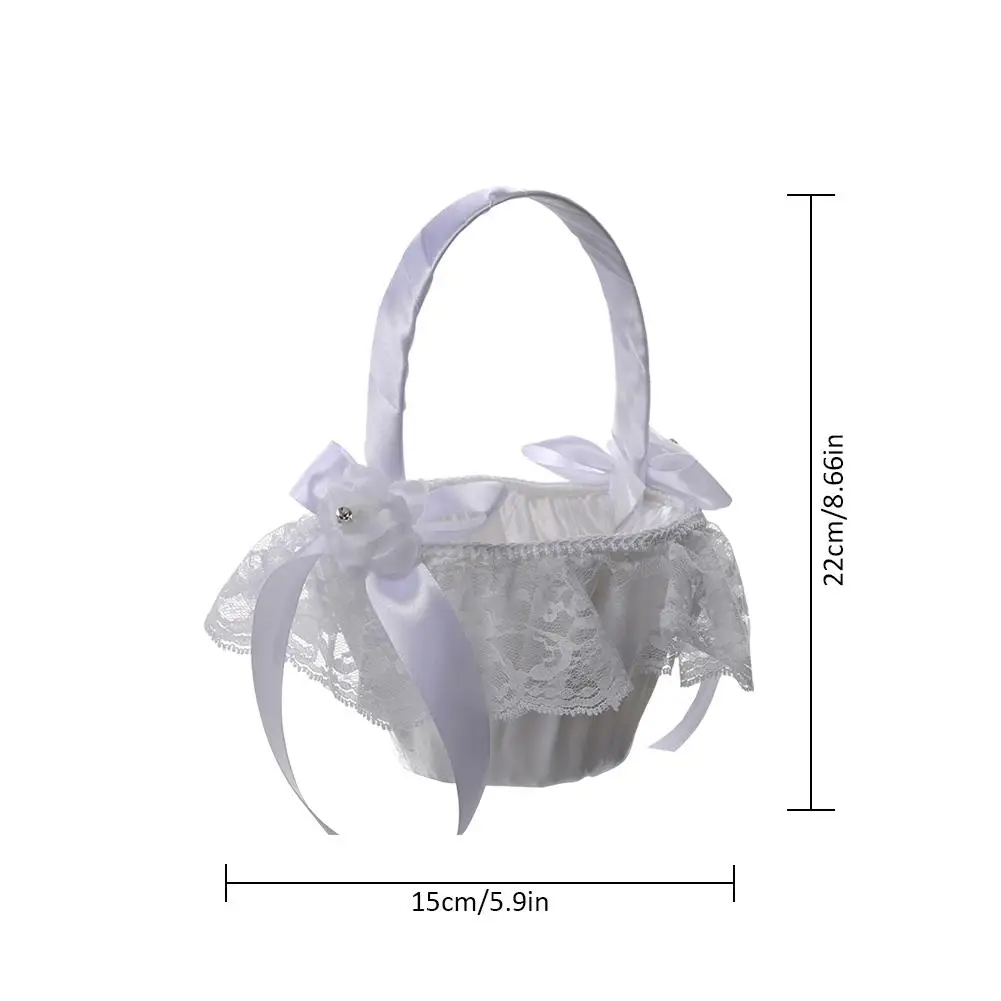 Романтический Симпатичные Шнуровка с бантиком свадебные цветочные корзины в форме лепестка кружева стороны корзины сладкий цветок подружки невесты Для Девочек Цветочная корзина - Цвет: B
