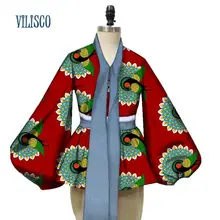 Винтажные женские рубашки с двойным галстуком и принтом, Bazin Riche Tees, большие размеры 6xl, традиционные африканские топы, одежда WY2957