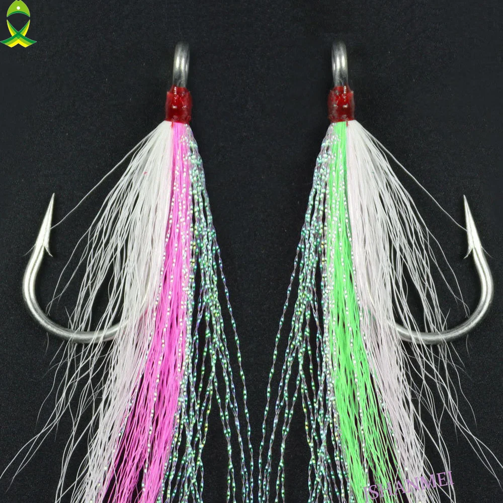JSM 10pc Bucktail Teasers Fishing Hook Saltwater for big game jig
