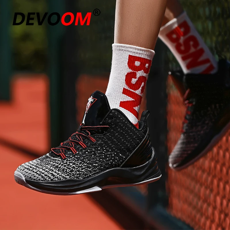 Новинка Баскетбольная обувь мужские высококачественные кроссовки Flyknit мужские теннисные баскетбольные амортизирующие противоударные уличные Спортивная мужская обувь