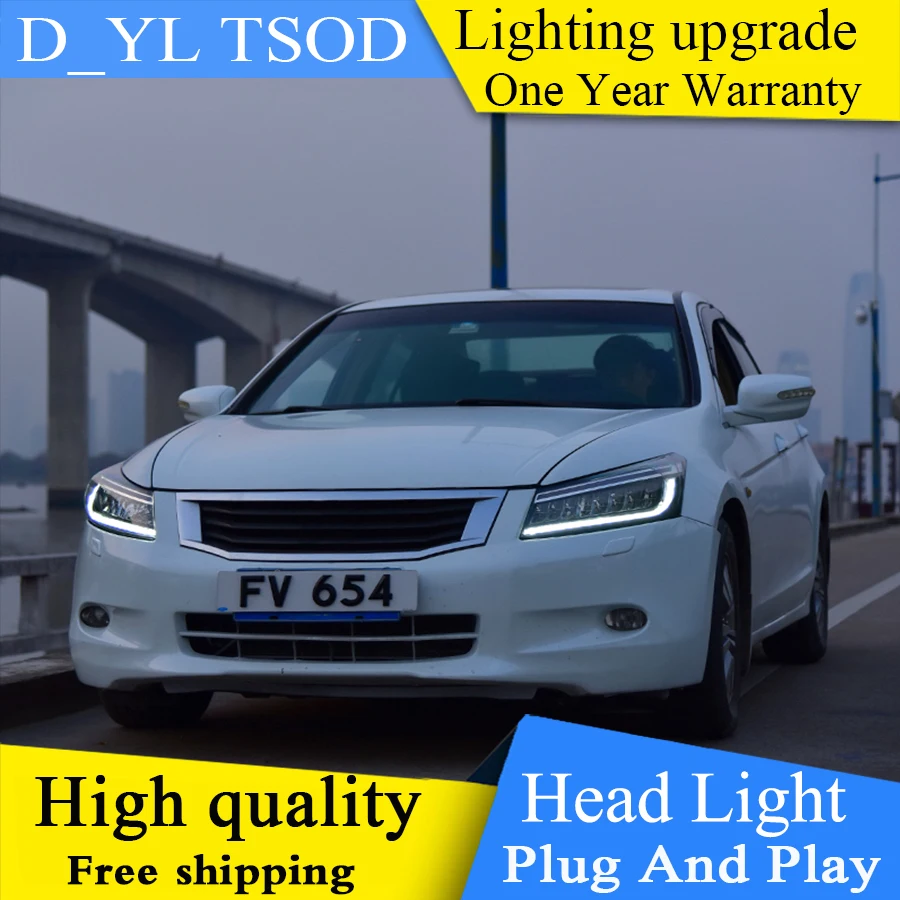 Автомобильный Стайлинг фара сборка для Honda Accord 2008-2013 полный светодиодный источник света светодиодный поток сигнала поворота разблокировка касания синего цвета