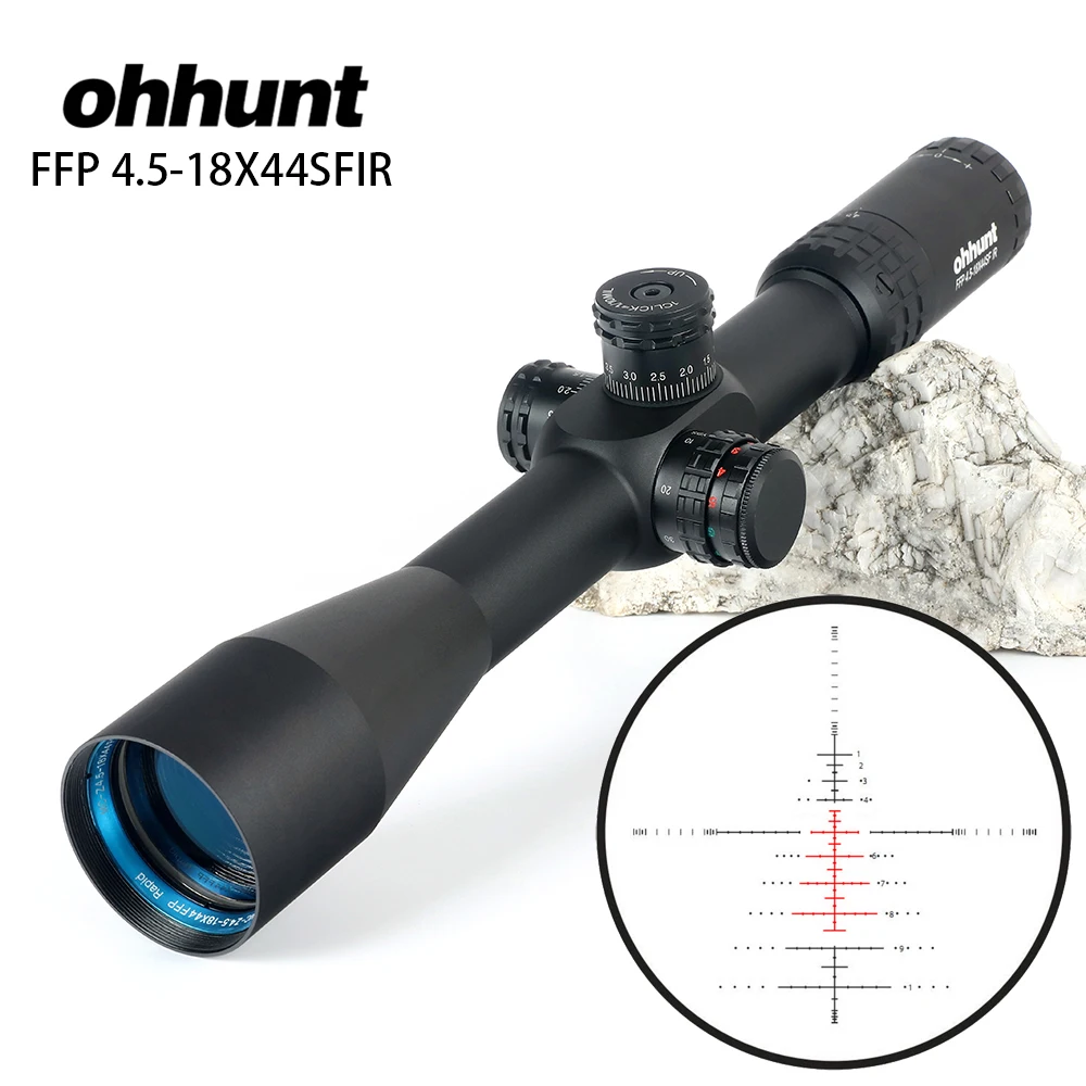 ohhunt FFP 4.5-18X44 SFIR First Focal Plane Hunting Optical Riflescopes Side Parallax R/G Glass Etched Reticle Lock Reset Scope цена ohhunt FFP 4.5-18X44 SFIR First Focal Plane Hunting Optical Riflescopes Side Parallax R/G Glass Etched Reticle Lock Reset Scope цены онлайн