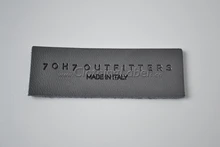 custom real leather labels for clothing,white,black leather label, embossed logo