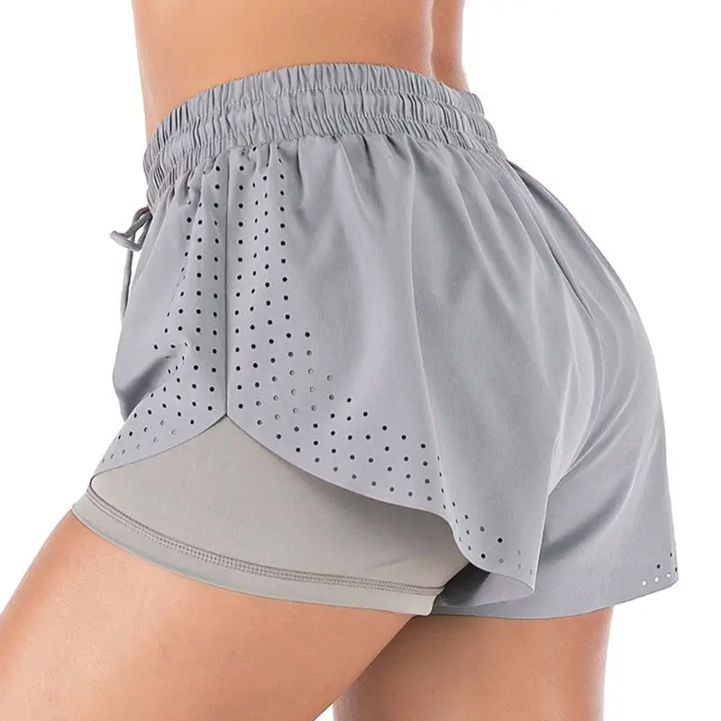 

2019 Women's 2 in 1 Running Sports Shorts Quick Drying Training Exercise Jogging Cycling with Longer Liner