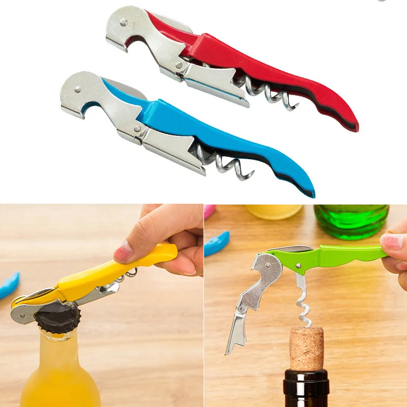 

Log Plug Corkscrew Doubled Hinged Waiters Wine Key Bottle Opener with Foil Cutter Gifts Wedding Style Theme Party Souvenir 5