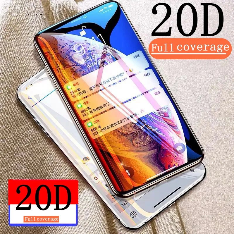20D изогнутое стекло края полный защитный чехол для iPhone X XR XS Max закаленная Защитная