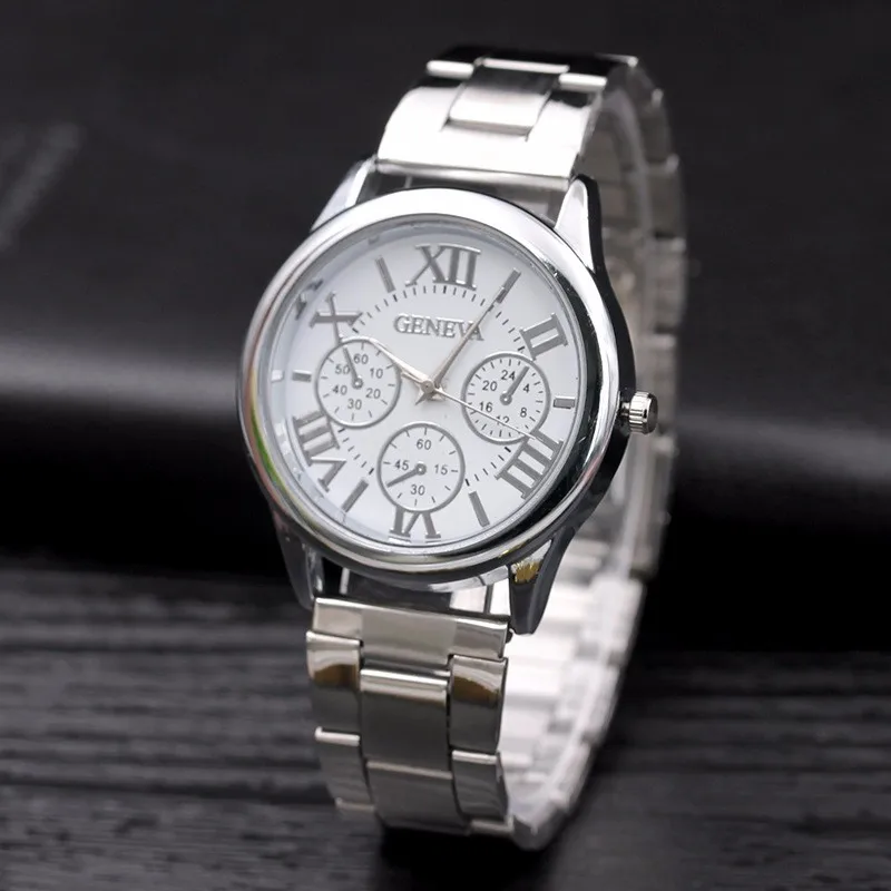 

New Famous brand Geneva Casual Women Watches Roman Numerals Quartz watch stainless steel Dress Ladies wrist watch Kobiet zegarka