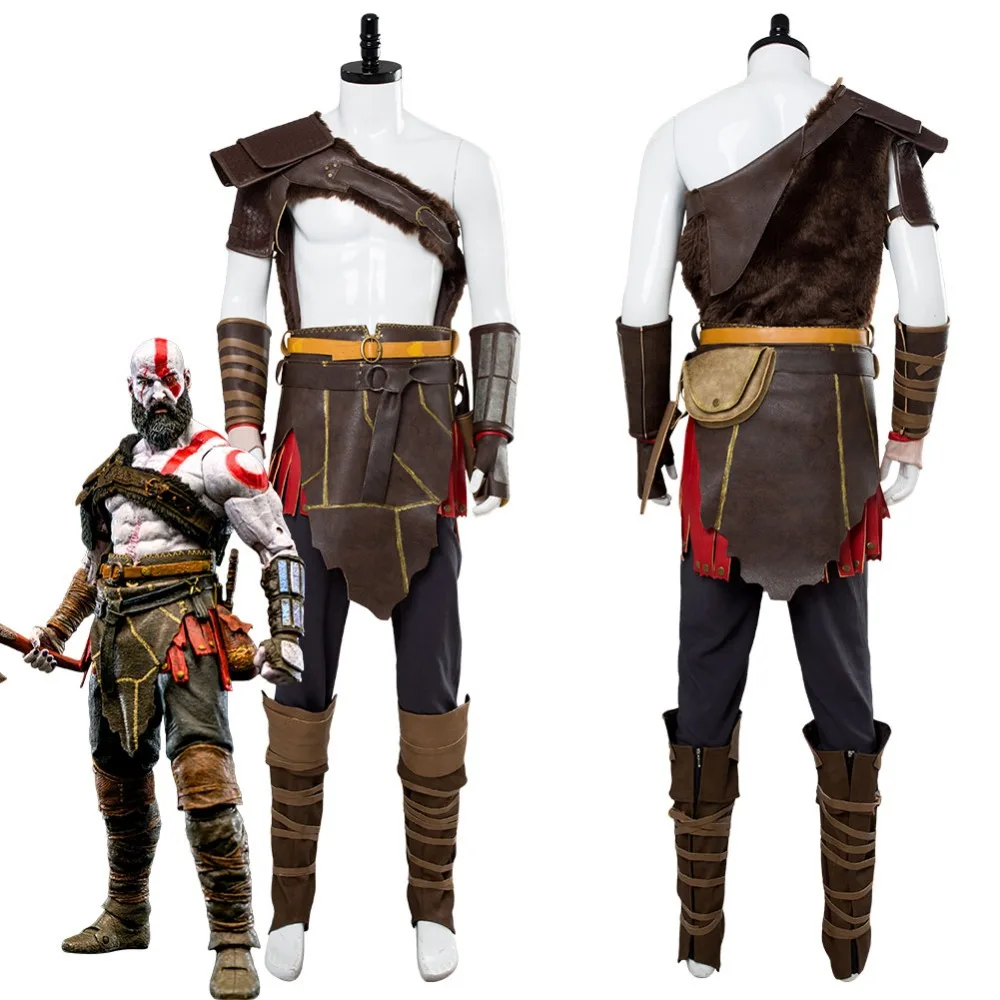 

God of War 4 Kratos Nordic Cosplay Costume Spartan Battle Suit Full Set Adult Men Halloween Costume Custom Made
