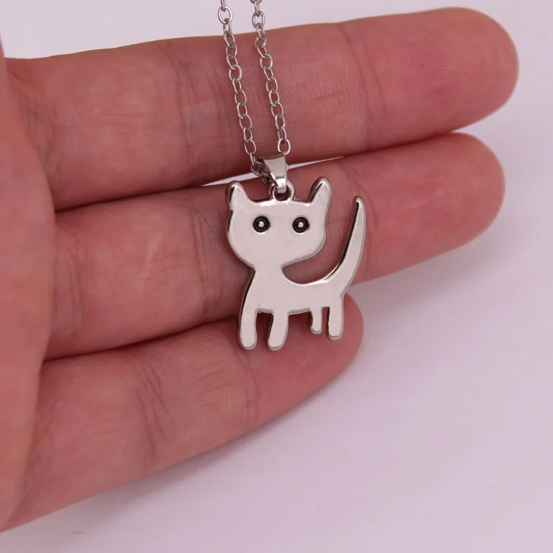 hzew cute cat pendant necklaces kitten necklace gift in Chain