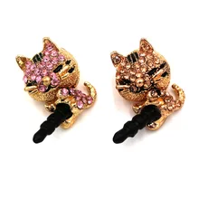 5 шт/лот Корея полный алмазов ювелирные изделия сонный маленький кот Пылезащитная заглушка для телефона для Iphone и всех 3,5 мм Наушники разъем смартфон