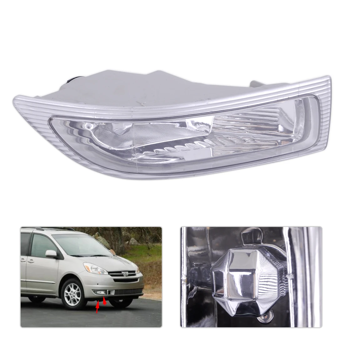 

DWCX Car 2 Pin Plastic Metal Right Front Fog Lamp Light with Bulbs 312-2020R-AF 81210-AE010 fit for Toyota Sienna 2004 - 2005