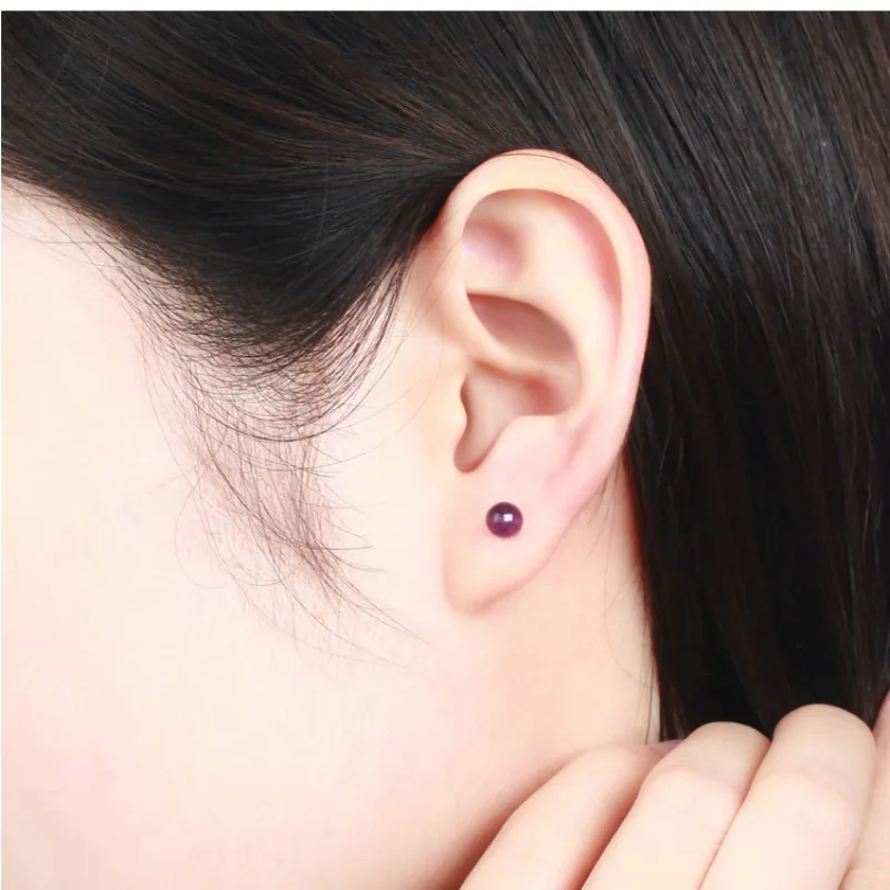 Amethyst Beads Stud Earrings 925 Sterling Silver Earrings for Women Natural Purple Crystal Earings Eternal Match Jewelry5