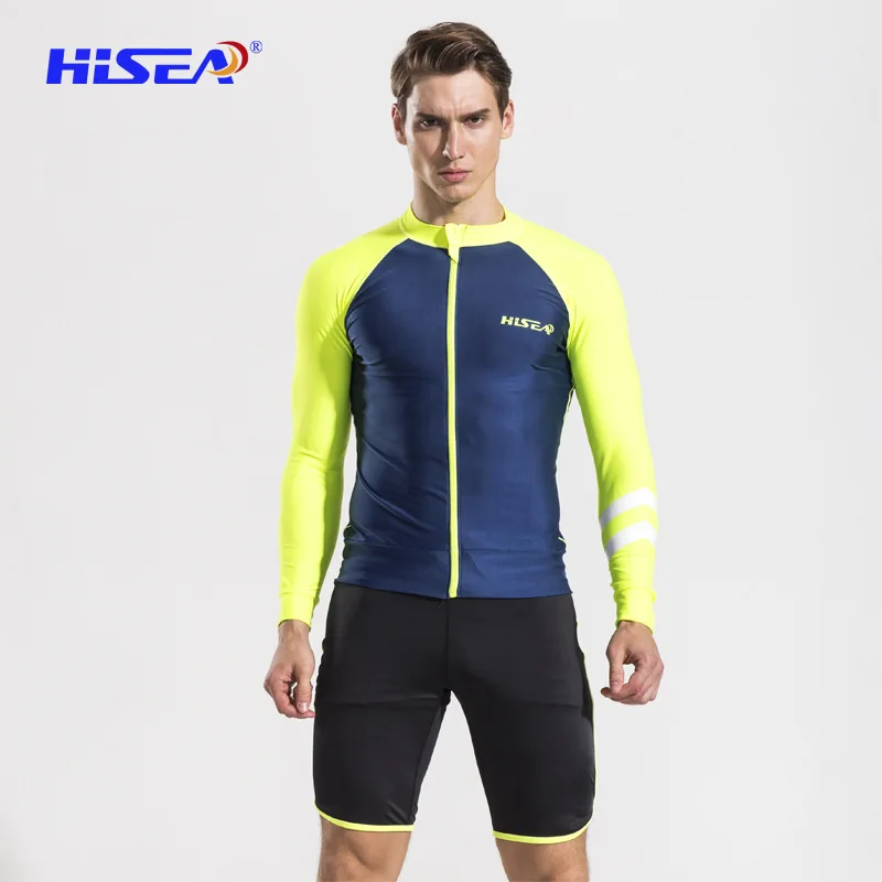 

HISEA brand 0.5mm split snorkel clothes men long sleeved suits beach T-shirt Rash Guards Two-piece swimsuits diving suits Jacket