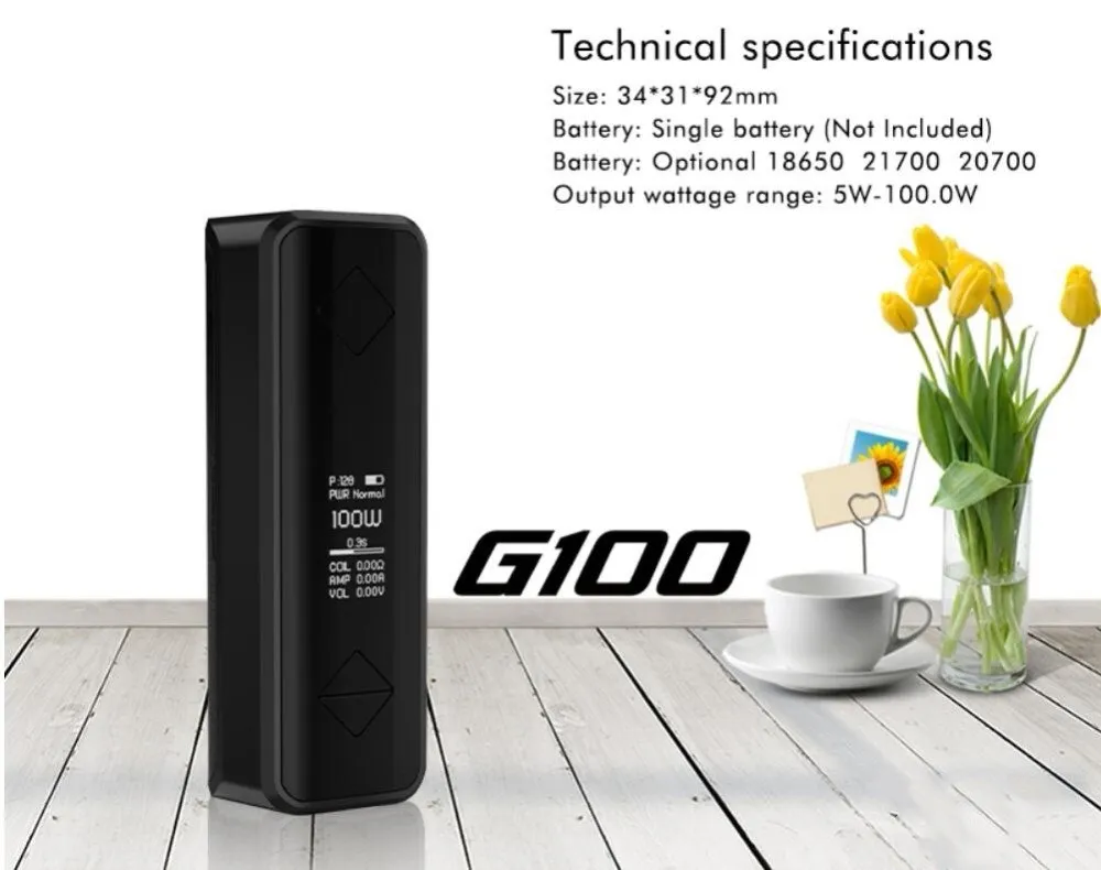 Hotcig G100 TC 100W бокс-мод с 0,9 дюймовым дисплеем Питание от одной батареи 18650/20700/21700 VS Hotcig RSQ мод Vape