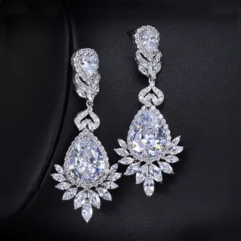 

Water Drop Multicolor Zircon Crystal Silver Plated Argent Dangle Earring For Women M02-E0019