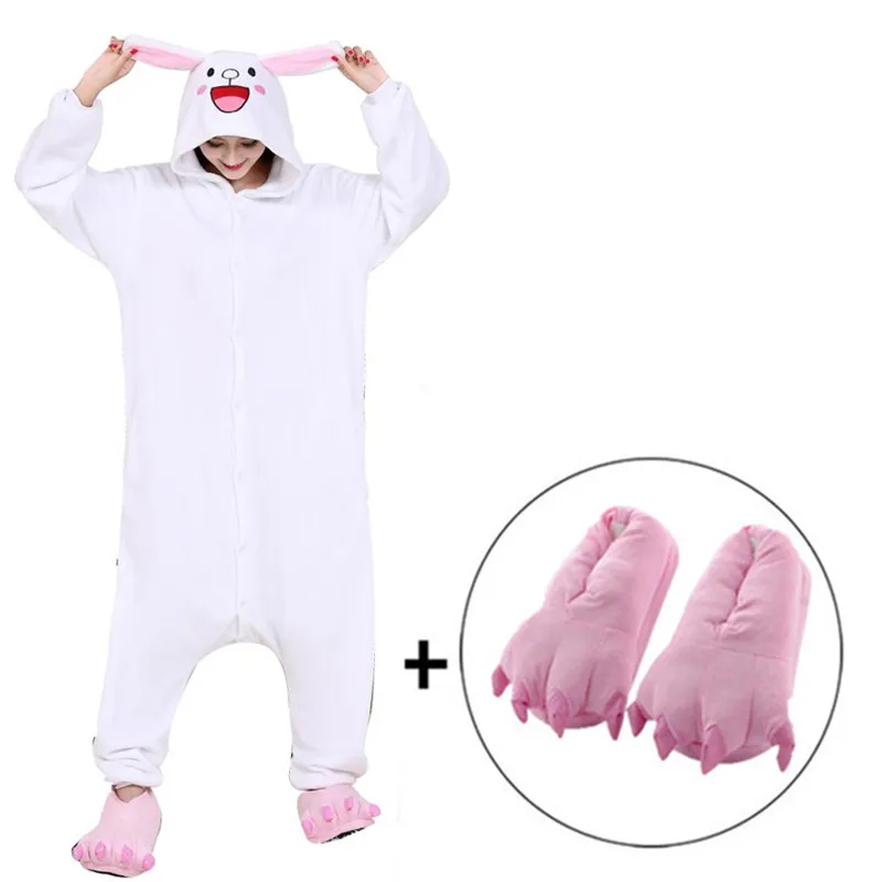 

Cute Flannel Bunny Cony Costume Women Kigurumi Rabbit Adult Onesies Bodysuit Pajama For Show Men Cosplay Carnival Party Pyjamas