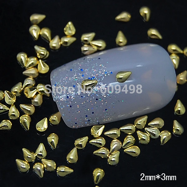 

1000pcs/bag Golden Waterdrops DIY Metal Studs Manicure accessories Nail Art 3D Alloy Fingernail decoration