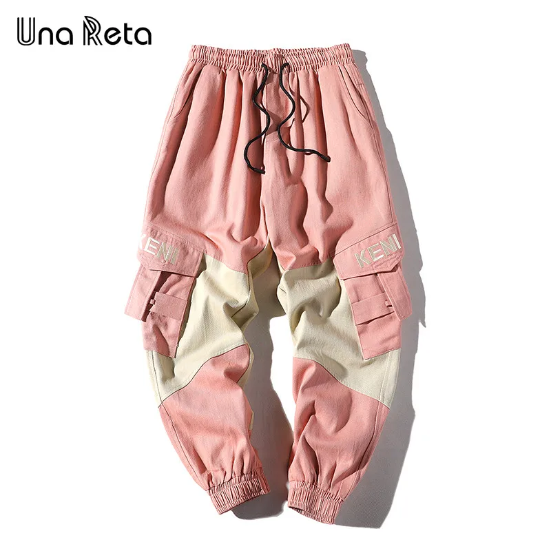 Una Reta хип-хоп брюки мужские новые модные повседневные хлопковые цветные брюки для бега уличная одежда с карманом мужские брюки - Цвет: Розовый