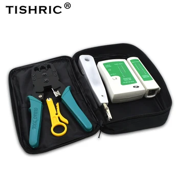 

TISHRIC Professional Network Tools Crimping Plier RJ11 RJ45 Tester Line Analyzer KD-1 Punch Down Tool Card Knife Network Kits